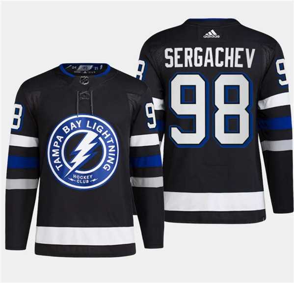 Mens Tampa Bay Lightning #98 Mikhail Sergachev Black 2024 Stadium Series Stitched Jersey Dzhi 500w